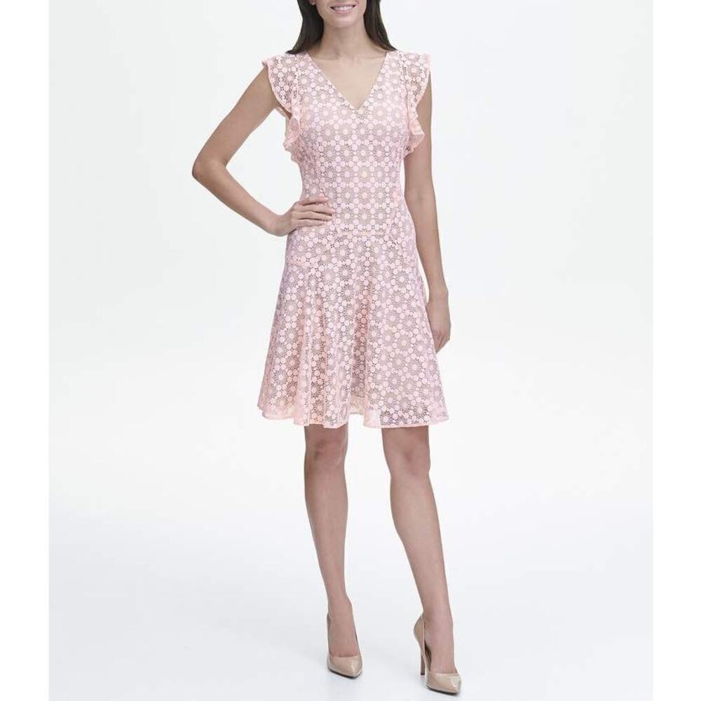 Tommy Hilfiger Pink Floral Lace Fit & Flare Dress | Size 6
